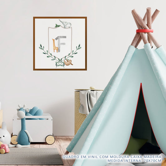 Quadro Infantil Monograma Selva Verde