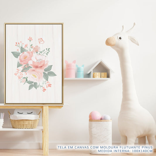 Quadro Infantil Bouquet de Flores Rosa