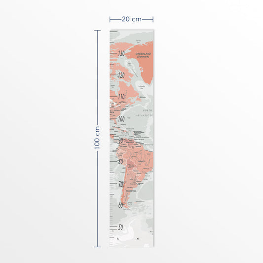 Régua de Crescimento Mapa Mundi Geopolítico Cinza