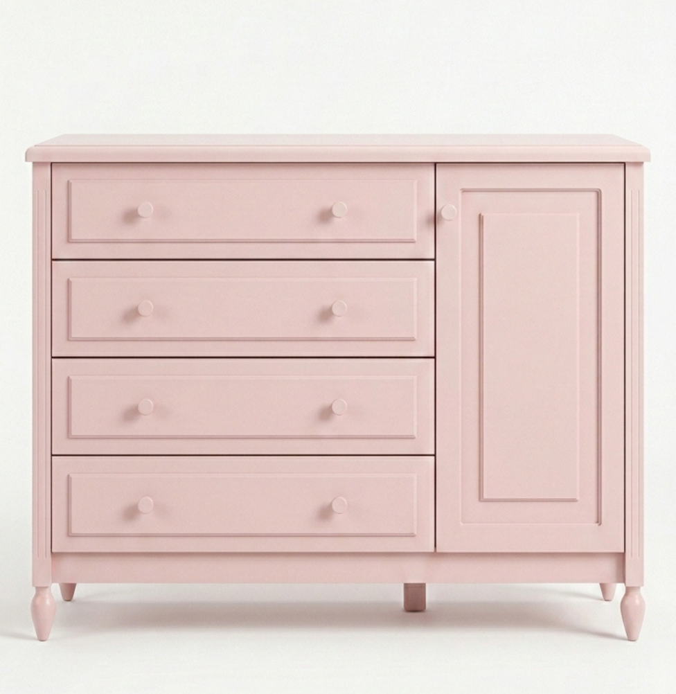 Cômoda de Bebê La Vie Rosa 4 Gavetas e Porta