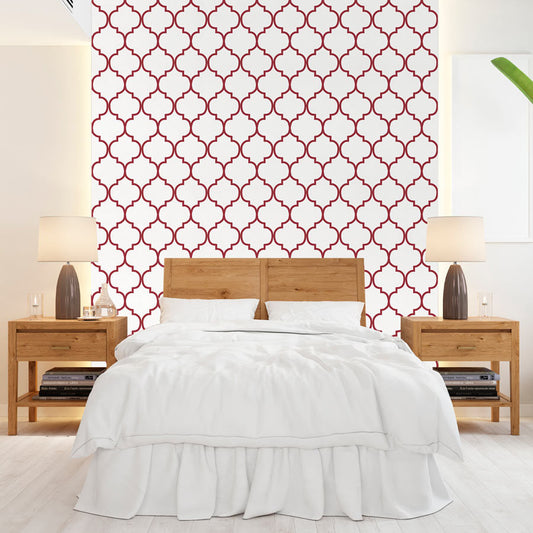 Papel de Parede Arabesco Aquarela Vermelho