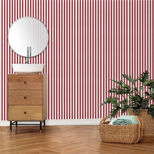 Papel de Parede Listra Aquarela Classic Vermelho