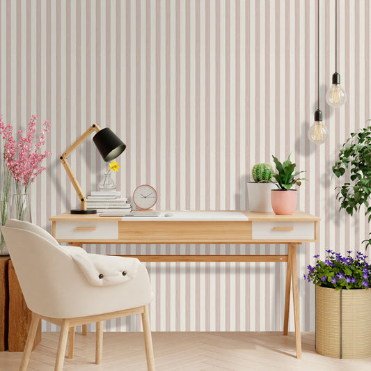 Papel de Parede Listra Aquarela Classic Rosa Chá