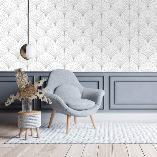 Papel de Parede Leque Cinza