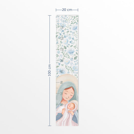 Régua de Crescimento Nossa Senhora com Flores Azul