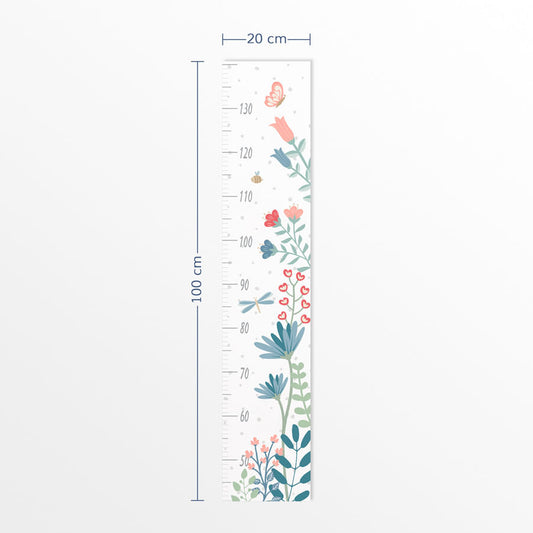 Régua de Crescimento Floral Moderno Azul