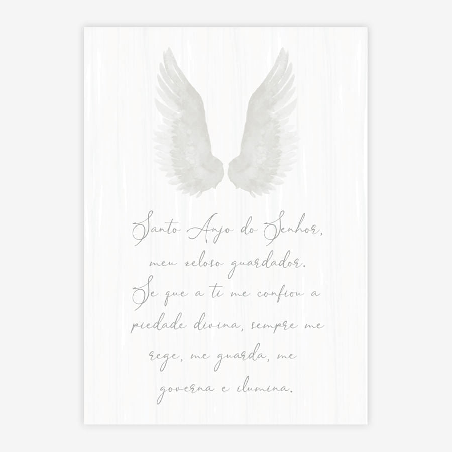 Quadro Infantil Oração Santo Anjo Cinza