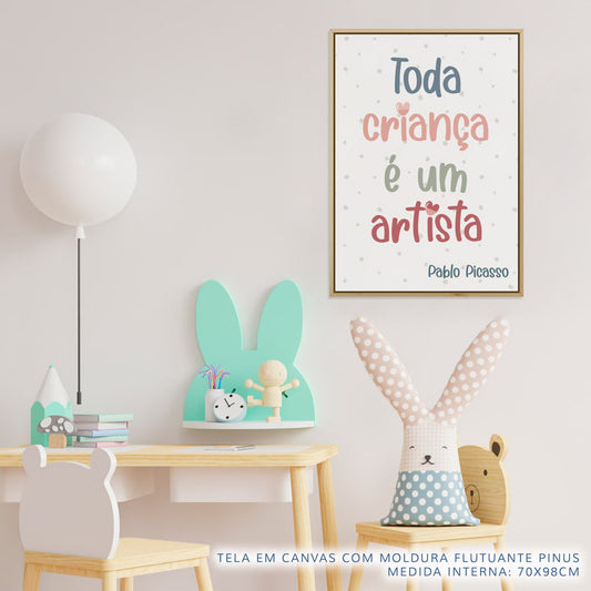 Quadro Infantil Toda Criança é um Artista Azul
