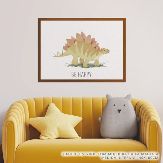Quadro Infantil Stegosaurus Be Happy