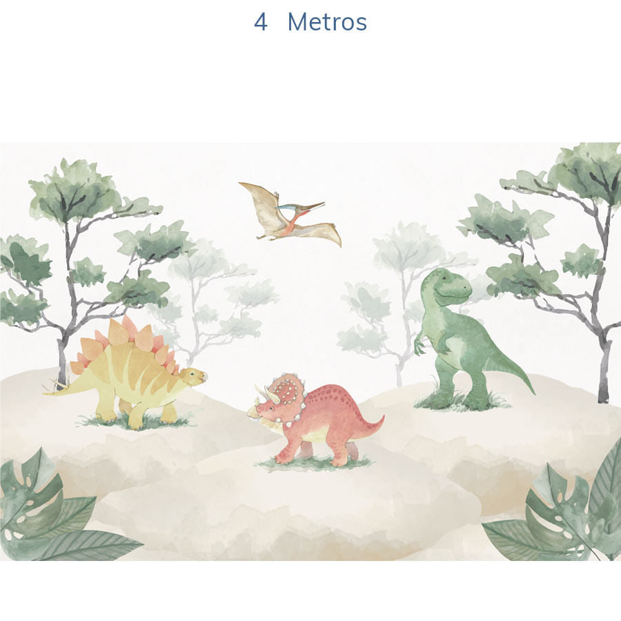 Papel de Parede Infantil Dinossauro Aquarela - Mural