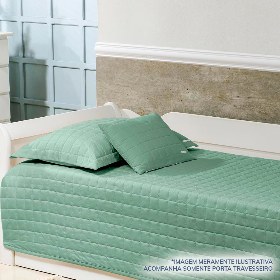 Porta Travesseiro Quadradinho Verde Seco
