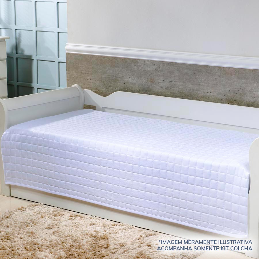 Kit Colcha Quadradinho Branco - 2 Peças