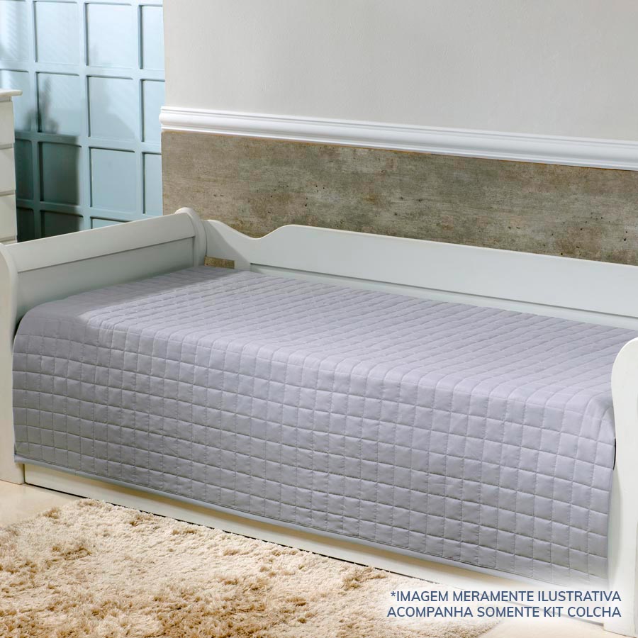 Kit Colcha Quadradinho Cinza - 2 Peças