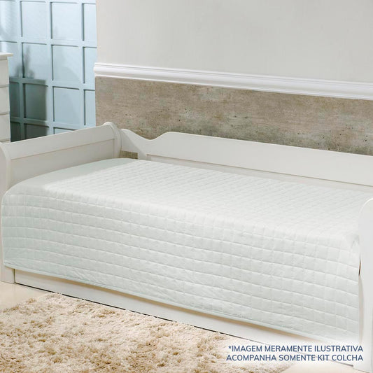 Kit Colcha Quadradinho Cru - 2 Peças