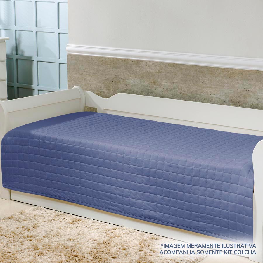 Kit Colcha Quadradinho Jeans - 2 Peças