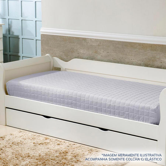 Colcha Com Elástico Quadradinho - Cinza