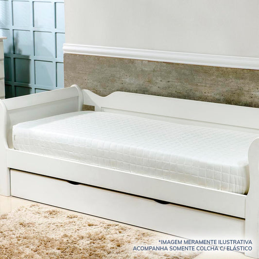 Colcha Com Elástico Quadradinho - Cru