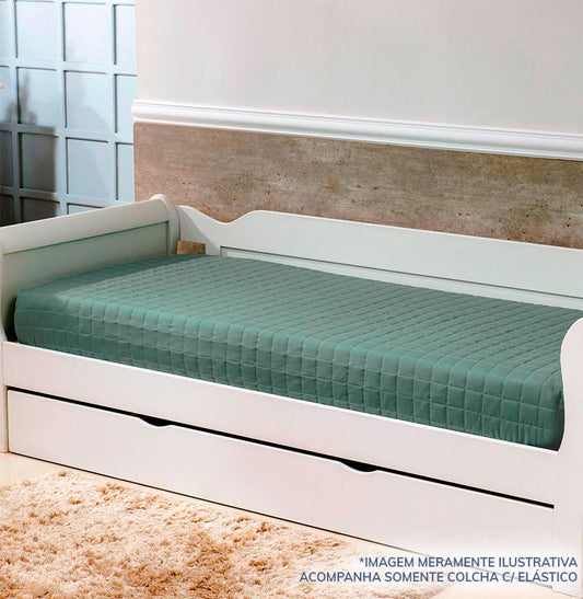 Colcha Com Elástico Quadradinho - Verde Seco