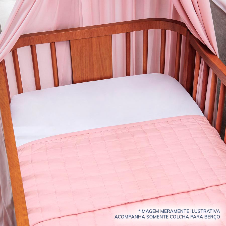 Colcha para Berço Quadradinho Rosa Chá