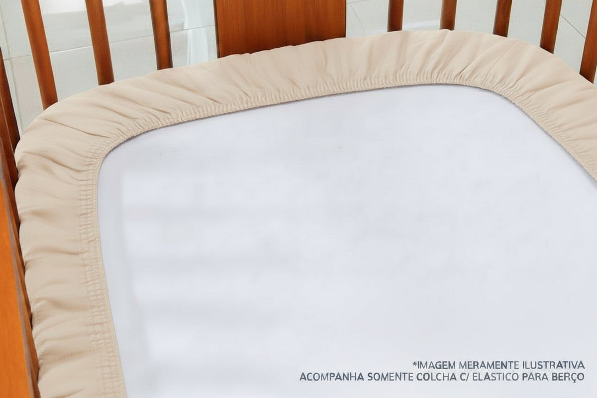 Colcha com Elástico para Berço Quadradinho Bege