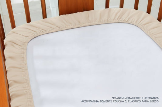 Colcha com Elástico para Berço Quadradinho Bege