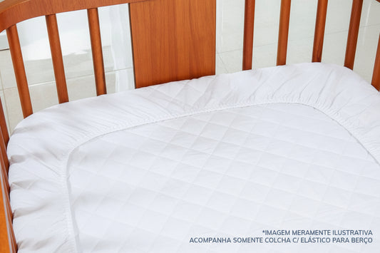 Colcha com Elástico para Berço Quadradinho Branco