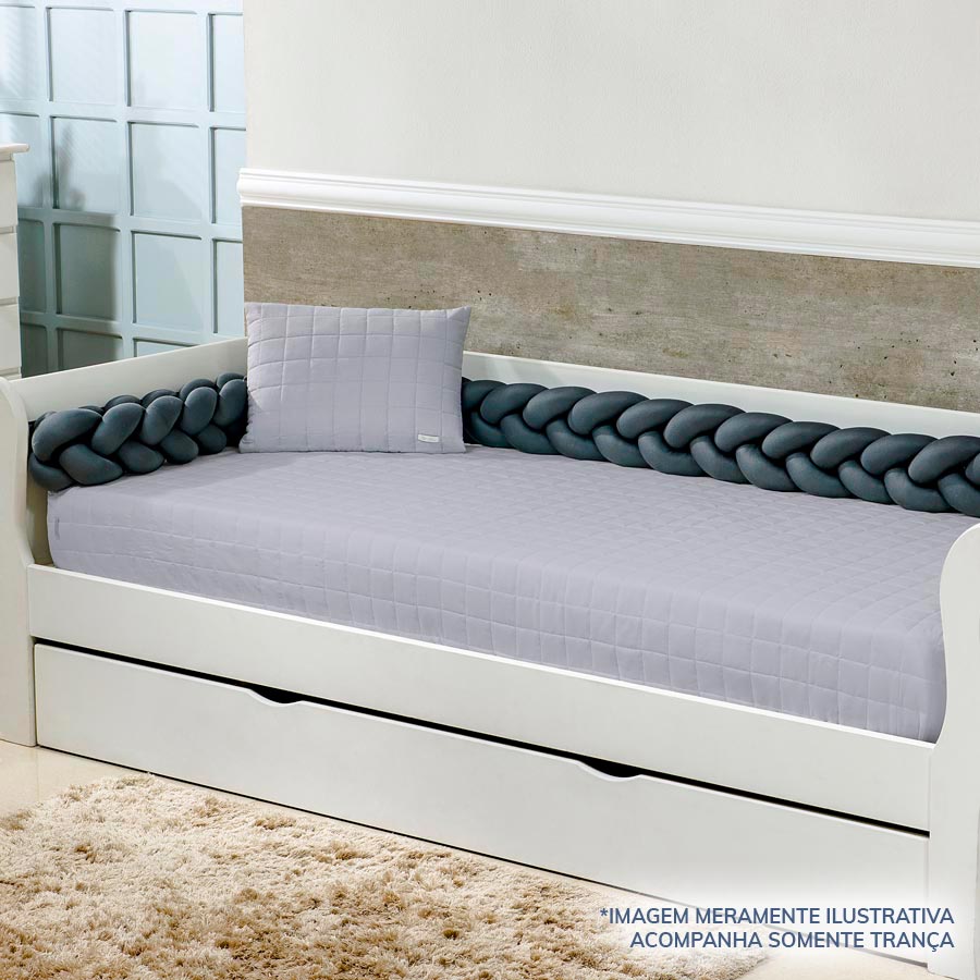 Trança 4m para Berço e Cama Cinza