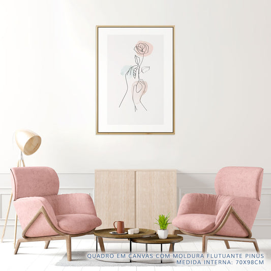 Quadro Minimalista Mãos Com Rosa