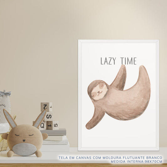 Quadro Infantil Preguiça Bege - Vertical