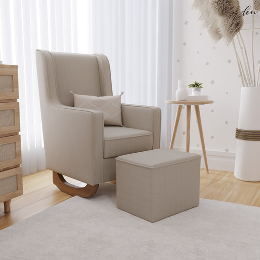 Poltrona de Amamentação Arcus com Balanço e Puff Bege