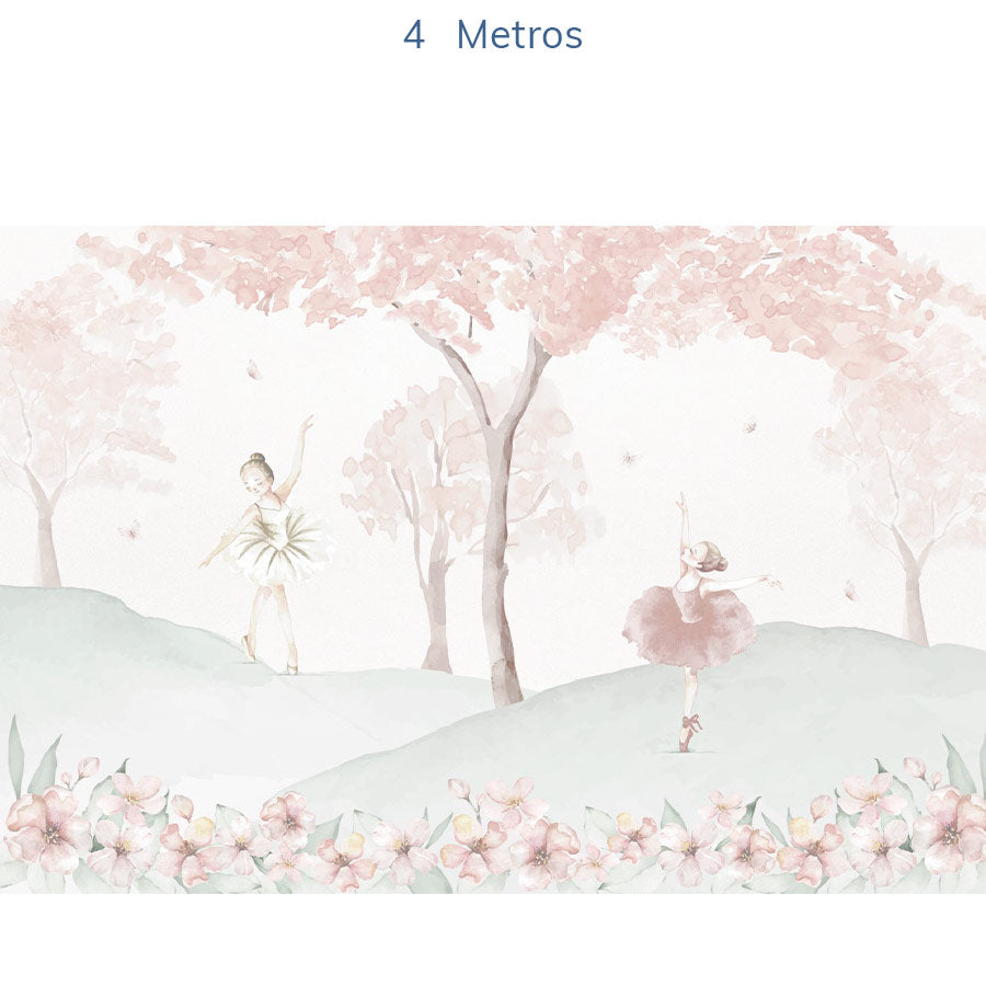 Papel de Parede Infantil Bailarinas Rosa - Mural