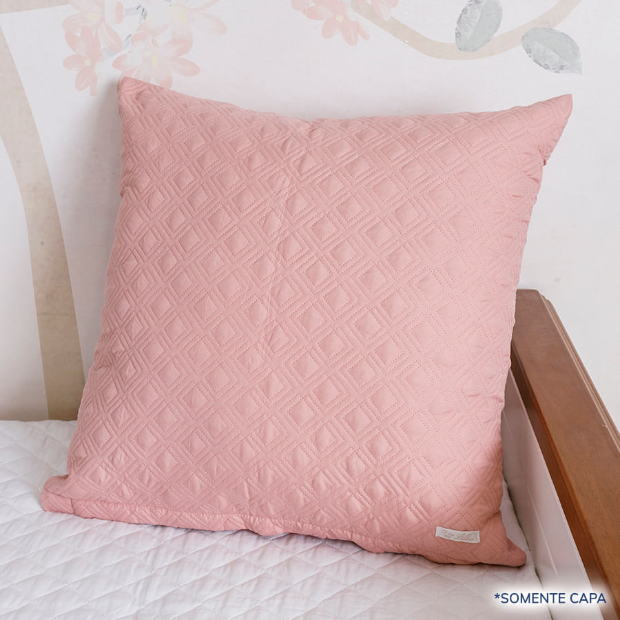 Capa de Almofada Losango Rosa Chá 50cm x 50cm