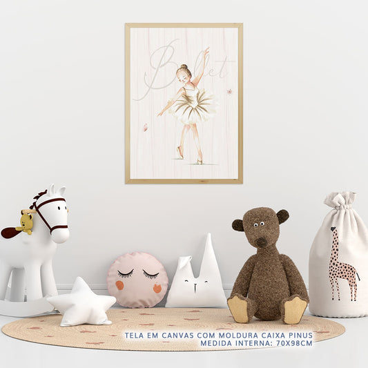 Quadro Infantil Bailarina Bege - Vertical