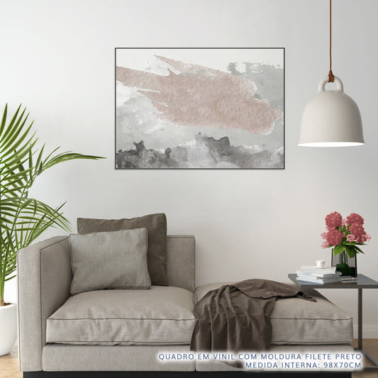 Quadro Abstrato Aquarela Rose - Horizontal