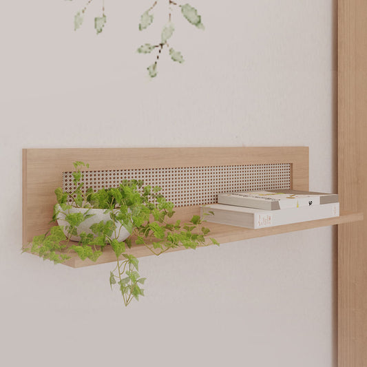 Prateleira Haus Nature Com Palha 80 CM - Carvalho