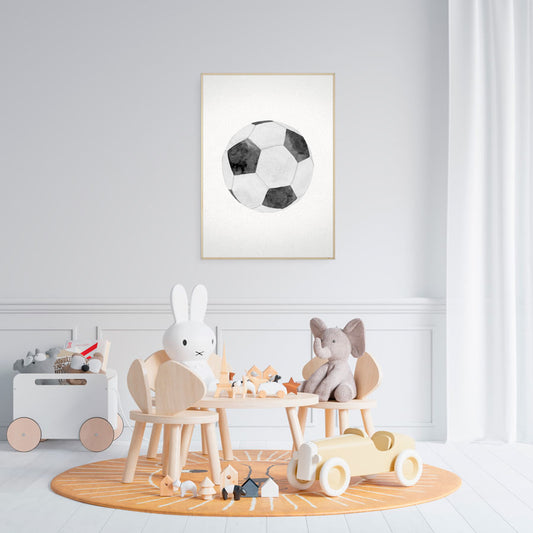 Quadro Infantil Bola de Futebol Aquarela - Vertical