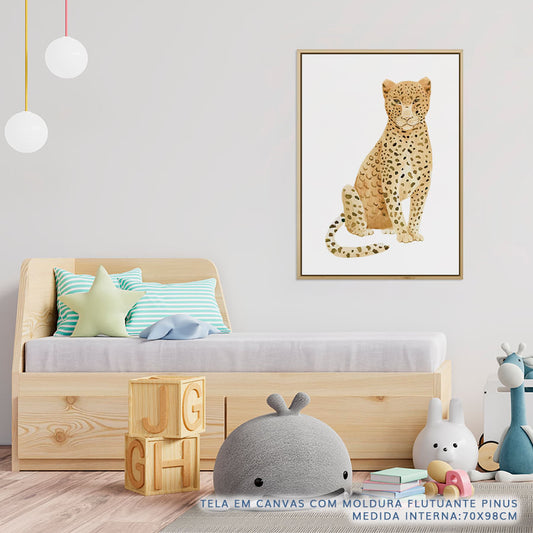 Quadro Infantil Onça Pintada Aquarela - Vertical
