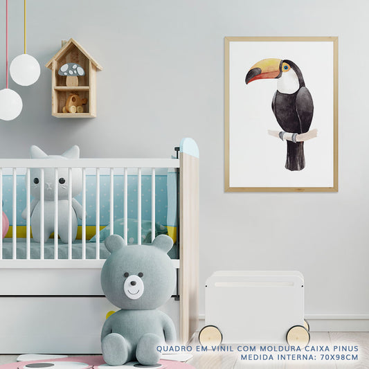 Quadro Infantil Tucano Aquarela - Vertical