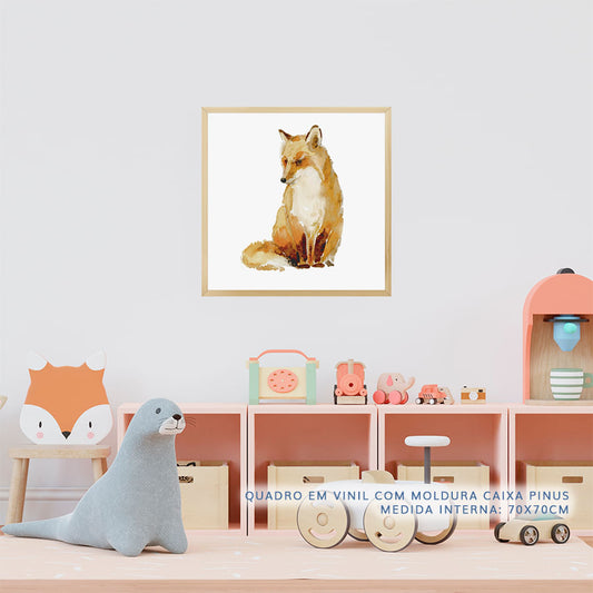 Quadro Infantil Lobo Guará Aquarela - Quadrado