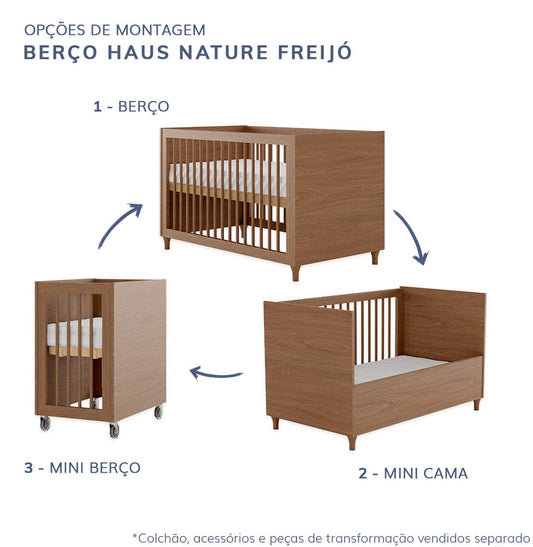 Berço Haus Nature 3 em 1 - Freijó
