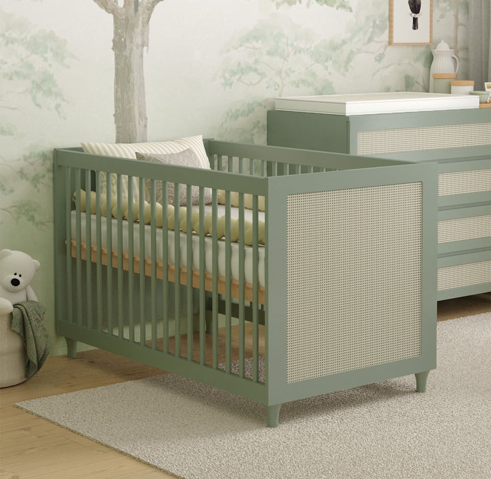 Alice　ベビグリーン Berço Haus Nature Com Palha 3 em 1 - Verde Jardim – Lilibee