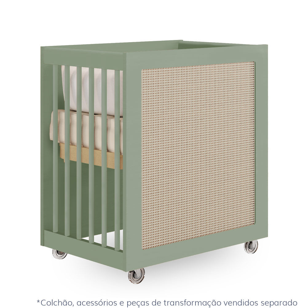 Berço Haus Nature Com Palha 3 em 1 - Verde Jardim
