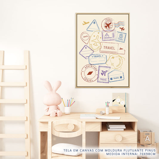 Quadro Infantil Selos de Viagem Colors - Vertical