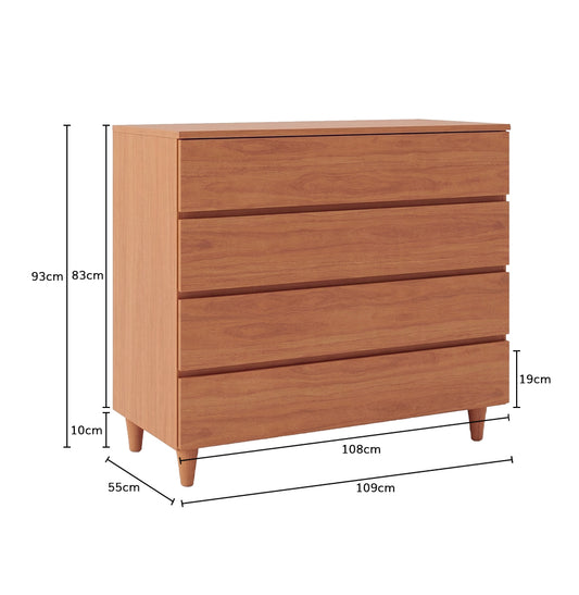 Cômoda de Bebê Haus Nature 4 Gavetas 110Cm - Freijó