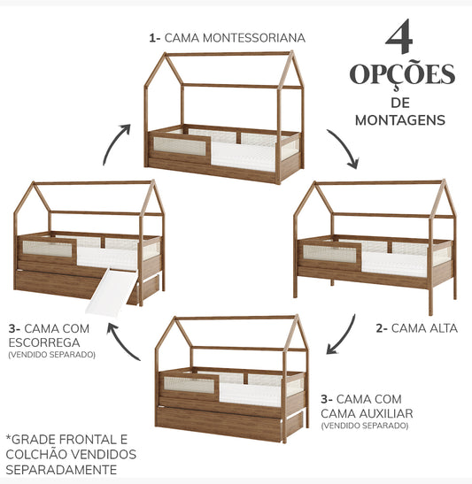 Cama Sofá Haus Nature Casinha Palha 2 em 1 - Freijó