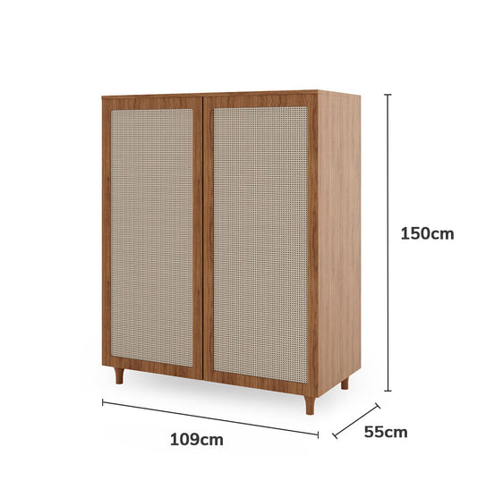 Roupeiro Haus Nature 2 Portas Com Palha - Freijó