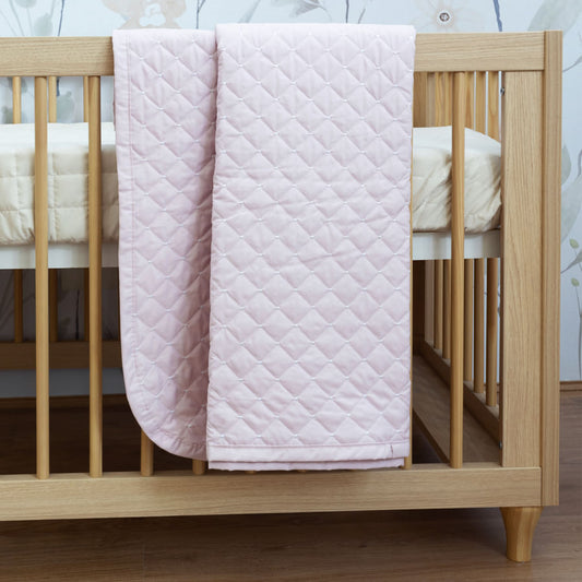 Colcha Para Berço Quadradinho Poá - Rosa Nuvem
