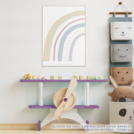 Quadro Infantil Arco Íris Amarelo Esquerda - Vertical