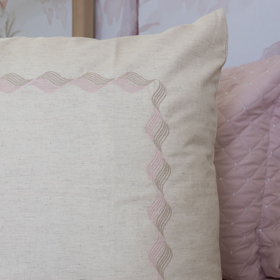 Capa de Almofada Linho Onda 50cm x 50cm - Rosa Nuvem