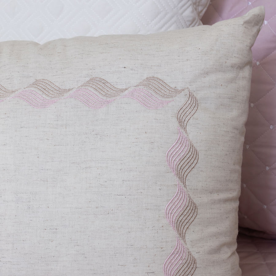 Almofada Retangular Linho Onda 45cm x 35cm - Rosa Nuvem